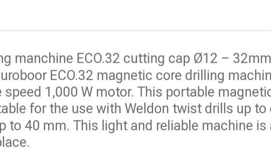 Euroboor ECO.32 Magnetic drill ( New)
