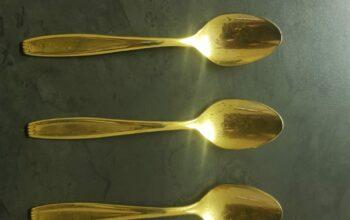 Set of 5 23 Karat gold plated teaspoons 1960