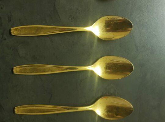 Set of 5 23 Karat gold plated  teaspoons 1960