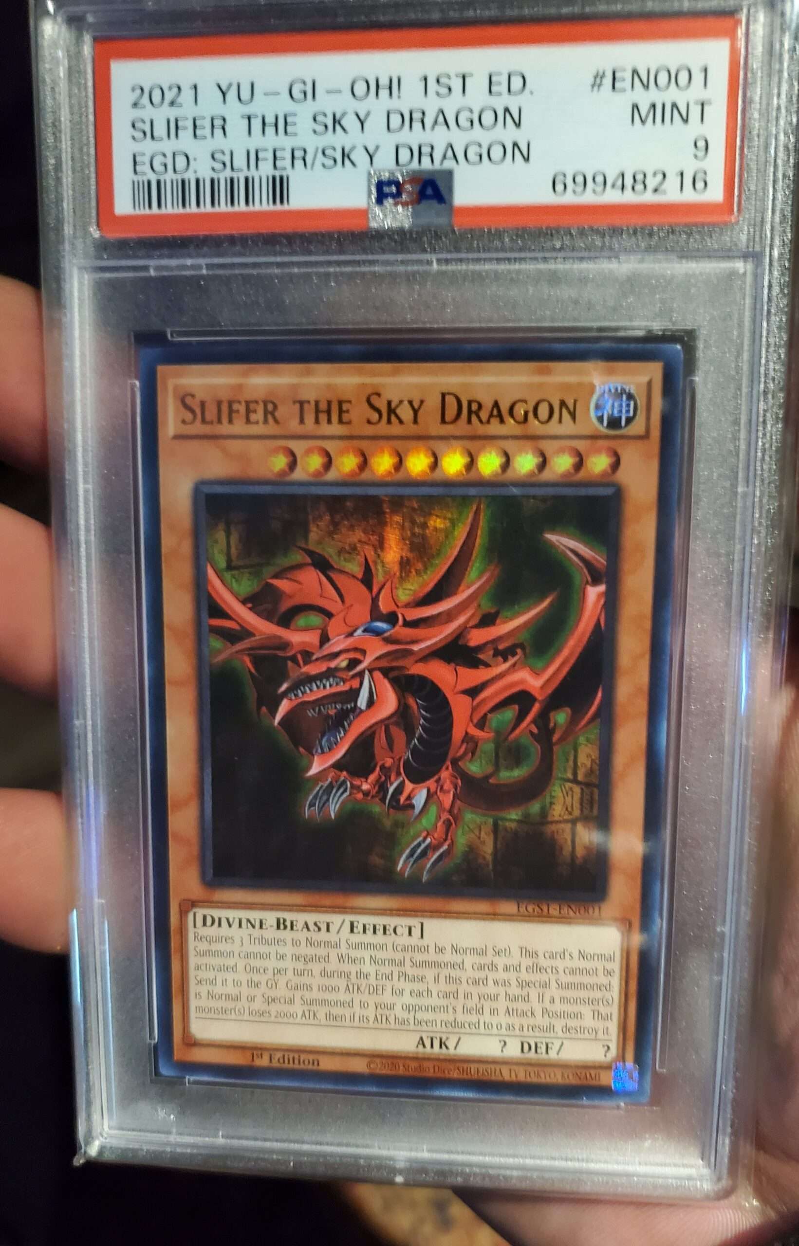 psa 9 slither the sky dragon yugioh card