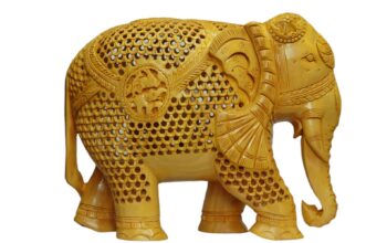 Handcrafted Undercut Wooden Elephant Statue