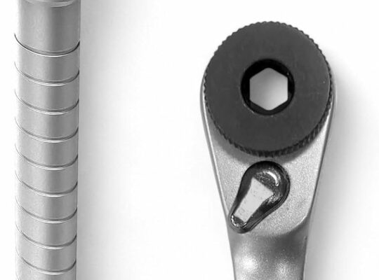 GALVANOX Flat-End Ratchet and Bit Extender Set for Multi-Tools, Designed for Use with Leatherman Models, Ratcheting Bit Driver, Brushed Steel (2-PC EDC Accessories Kit)