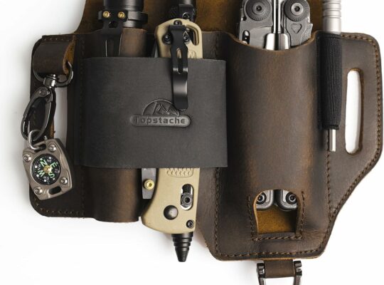 Topstache Leather Multitool Sheath,EDC Belt Organizer for Work and Daily Use,Leatherman Sheath,EDC Pocket Organizer for Flashlight and Multitool,Gifts for Men,Leather Sheath for Multitool