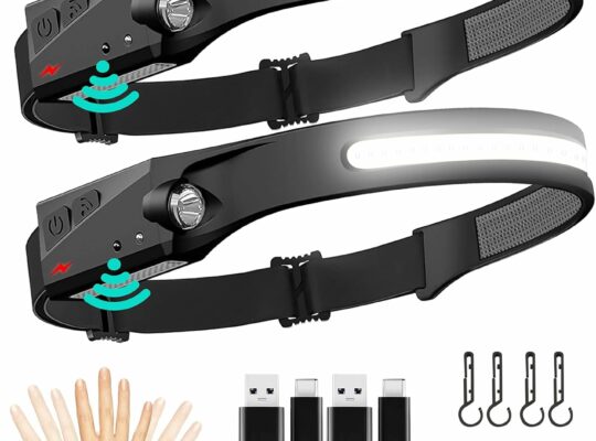 FBKK Rechargeable LED Headlamp 2 Pack, 230°Wide Beam Head Lamp with Motion Sensor, Waterproof Lightweight Headlight Flashlight for Camping, Hiking, Running, Outdoor for Adults and Kids