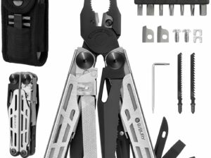 BIBURY Multitool Pliers Pro BI2045, Foldable Multitools with Replaceable Wire Cutters and Saw, Stainless Steel Multi Tool w/Upgraded Scissors and Screwdriver Set, Ideal for Camping, Fishing, Survival