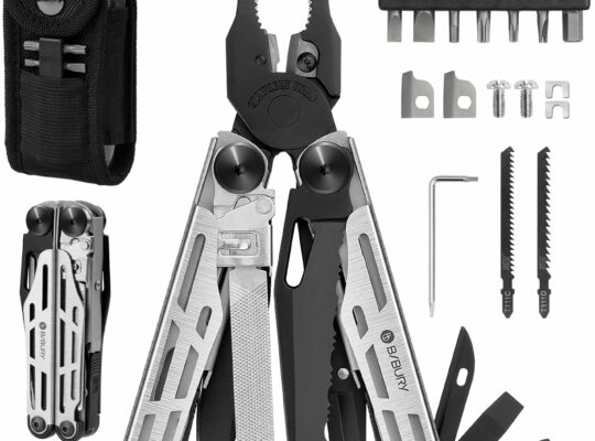 BIBURY Multitool Pliers Pro BI2045, Foldable Multitools with Replaceable Wire Cutters and Saw, Stainless Steel Multi Tool w/Upgraded Scissors and Screwdriver Set, Ideal for Camping, Fishing, Survival