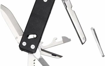 ROXON KS2 Elite D2 Blade 13 in 1 Mini Multi Tool function pocket knife with big scissor, G10 handle and Pocket clip, good for Camping/Backpacking/Emergencies/EDC Multitool (D2 Steel Blade)