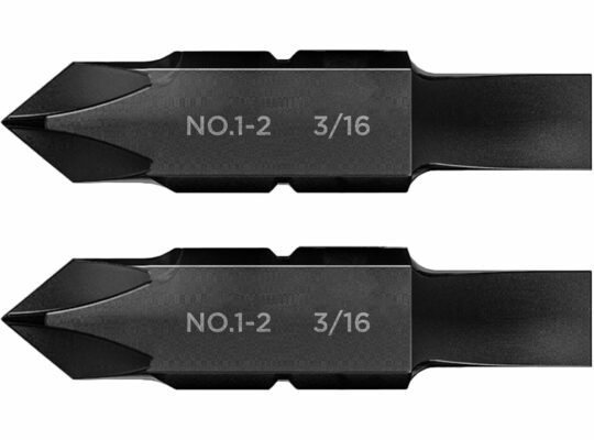 Galvanox #1-#2 Phillips & 3/16″ Flat Replacement Double-Ended Flat Bits for Leatherman Multi-tools (4 Pack)