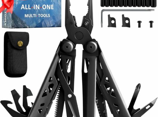 28-in-1 Multitool Pliers, Stainless Steel Multi Tool with Pocket Clip, Self-Locking, Replaceable Wire Cutters, and Precision Screwdriver, Foldable EDC Multi-Tool for Outdoor, Repair, Camping, Hiking
