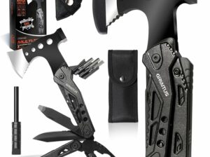 Camping Multitool Accessories Gifts for Men Dad 16 in 1 Upgraded Multi Tool Survival Gear with Axe Hammer Pliers Saw Screwdrivers Bottle Opener Whistle & Portable Sheath For Hiking,Fishing