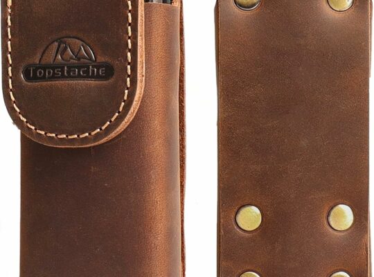 Topstache Leather Multitool Sheath – Multitool Holster for Belt – Belt Loop Multitool Pouch – Magnetic Closure Tool Pouch Case,