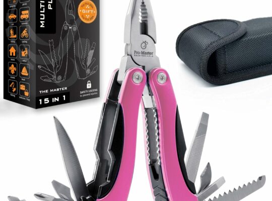 Pink Multitool 15-in-1 with Safety-Locking, Functional Pocket Knife (EDC) Multi Tool for Home, Outdoors, Simple Repair, Camping Hiking, with Pliers Wire Cutters Saw Bottle Opener Screwdrivers and more