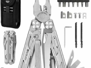 BIBURY Multitool Pliers Pro BI2045, Foldable Multitools with Replaceable Wire Cutters and Saw, Stainless Steel Multi Tool w/Upgraded Scissors and Screwdriver Set, Ideal for Camping, Fishing, Survival