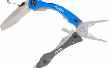 Gerber Gear Crucial Multitool EDC Pocket Knife with Needle Nose Pliers and Clip, Blue
