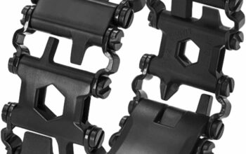 Stainless Tool Bracelet for Men Compatible for LEATHERMAN TREAD and Watch Band 29 in 1 Survival Hiking Camping Travel Friendly Multitools Wearable Bracelet （Black）