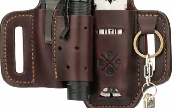 Multitool & Flashlight Holster, Leather EDC Organizer Belt Pouch Fits Multitool, Knife, Flashlight, Keys – Compatible with Heavy Duty Leatherman, Gerber, SOG