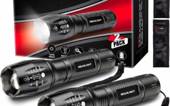 GearLight LED Flashlights – Mini Camping Flashlights with High Lumens, 5 Modes, Zoomable Beam – Powerful, Bright, and Versatile Tactical Flash Light for Outdoor and Home Use