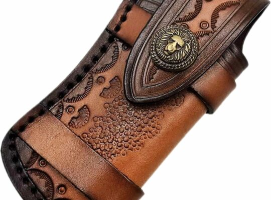 4.25” Genuine Leather Pocket Knife Sheath,Horizontally Carry Snap Case for Leatherman Wave,Full Grain Leather Knife Pouch for Small Folding Knife,EDC Knife Holster Belt Loop Brown