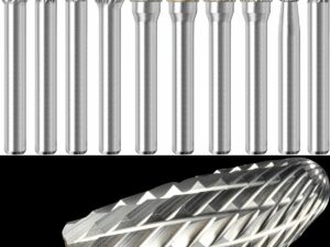 10Pcs Carbide Burr Set 1/4 Shank w/Clear Box Max Head Dia 10mm Die Grinder Bits Rotary Tools Attachment Kit Rasp Accessories Metal Wood Stone Steel Grinding Deburring Cutting Porting Carving