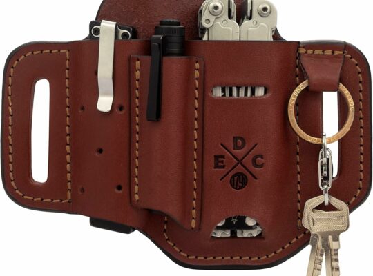 Multitool Holster, EDC Pouch for Belts Fits Tool, Knife, Keys and Small Flashlight – Leather Multitool Sheath Compatible with Full Size Leatherman, Gerber, SOG
