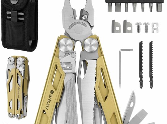 BIBURY Multitool Pliers Pro BI2045, Foldable Multitools with Replaceable Wire Cutters and Saw, Stainless Steel Multi Tool w/Upgraded Scissors and Screwdriver Set, Ideal for Camping, Hiking, Survival