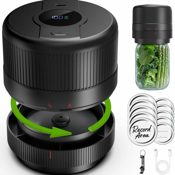 Mason Jar Vacuum Sealer Kit, Electric Sealer for Wide, Regular Mouth Mason Jars, Portable Vacuum Sealer for Jars, Birthday Gifts for Her, Gifts for Mom, Grandma